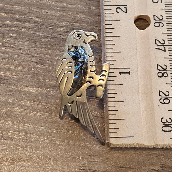 Alpaca Silver and Abalone Parrot Bird Brooch - Picture 3 of 6